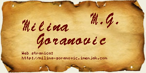 Milina Goranović vizit kartica